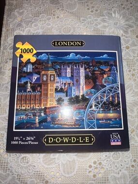 Dowdle London 1000-Piece Jigsaw Puzzle - Nighttime Blue Illustration